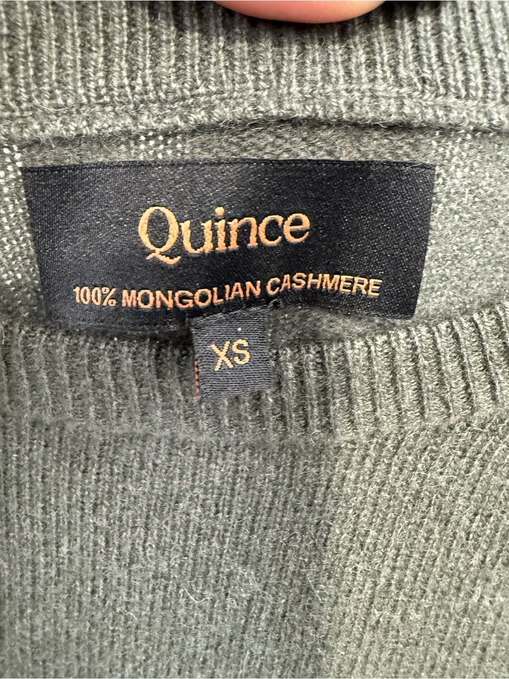 Quince 100% Mongolian Cashmere Crewneck Sweater Moss Green Size XS - Picture 6 of 8